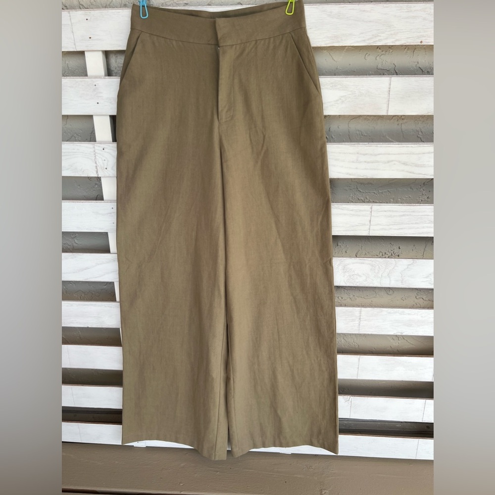 Showpo Pants Womens 6 Green High Waist Wide Leg Classic Career Dress Trousers